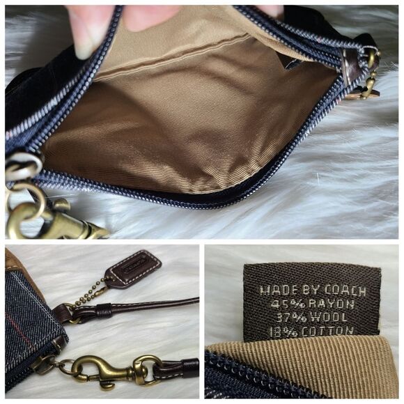 Coach|Wool Blend Pinstripe Wristlet Wallet - Picture 4 of 5